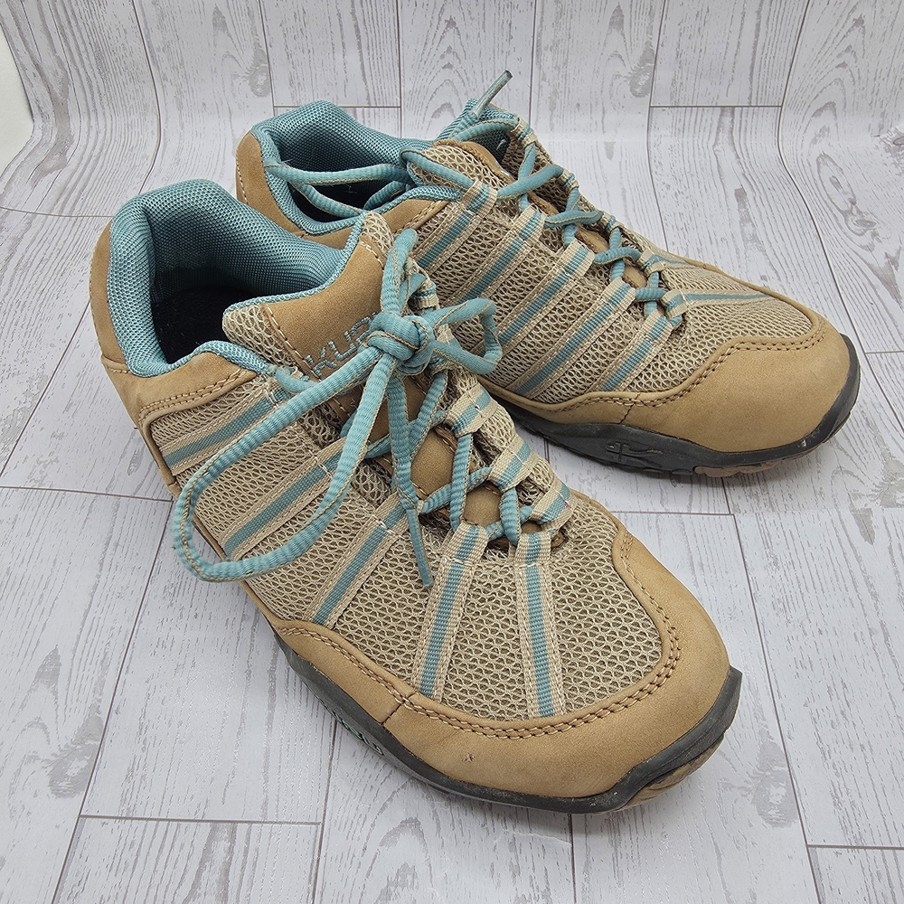 KURU Chicane supportive low-top trail hiking shoe tan/teal size 6